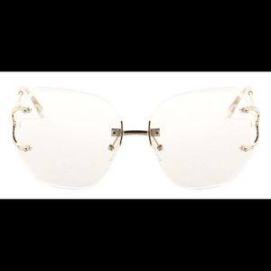 Clear Round Lens Butterfly Rimless Sunglasses